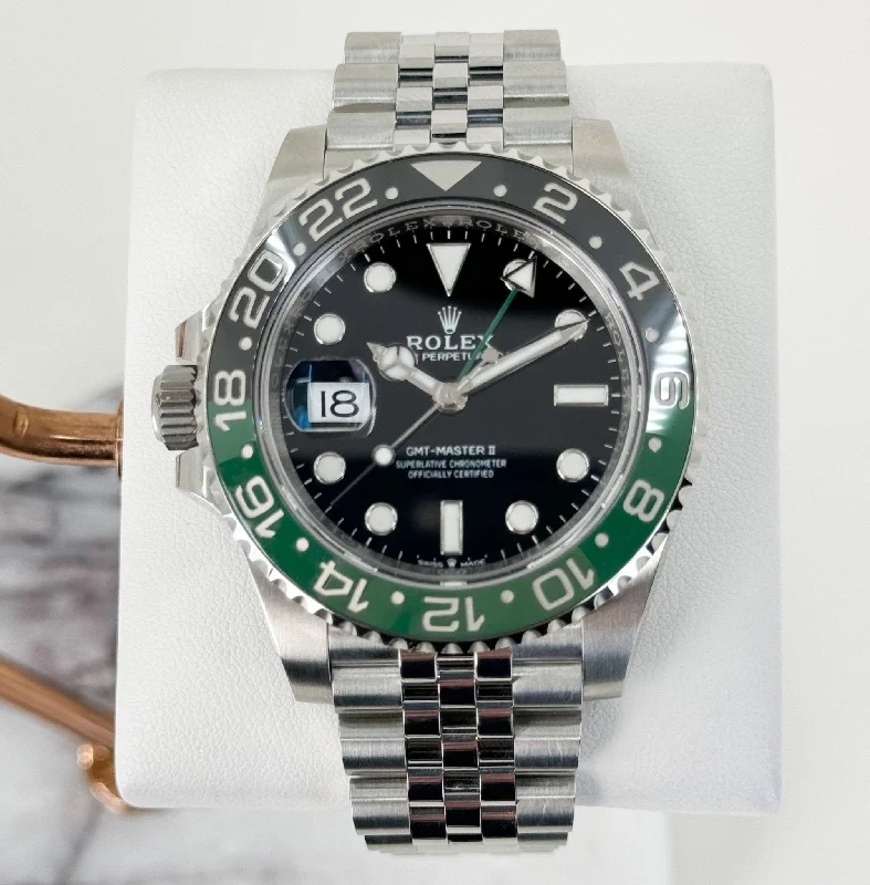 Rolex Steel GMT-Master II 40 Watch - "Sprite" - Black Dial - Jubilee Bracelet - 126720VTNR