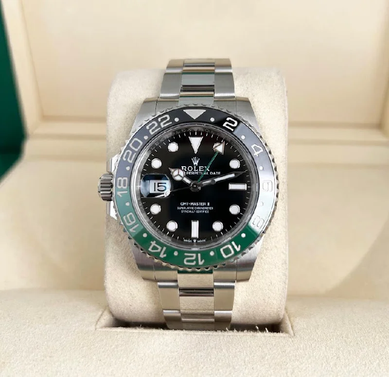 Rolex Steel GMT-Master II 40 Watch - "Sprite" - Black Dial - Oyster Bracelet - 126720VTNR