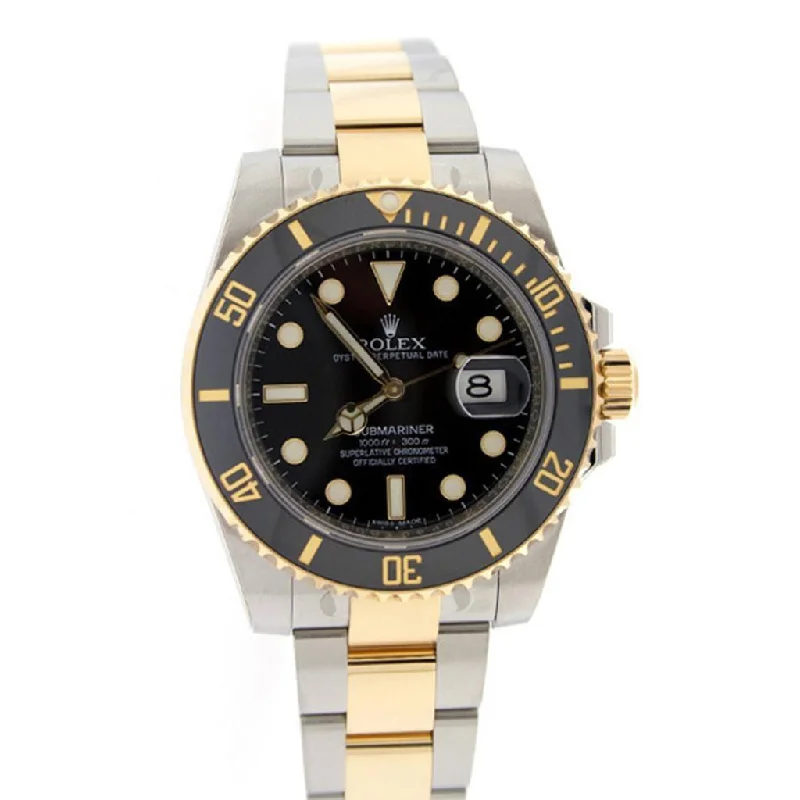 ROLEX Submariner Date 40 Black Dial 18k Yellow Gold and Steel Men's Watch 116613LN 116613