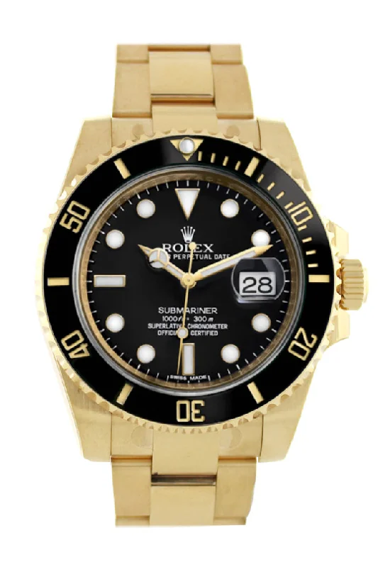 ROLEX Submariner Date 40 Black Dial 18k Yellow Gold Men's Watch 116618LN 116618