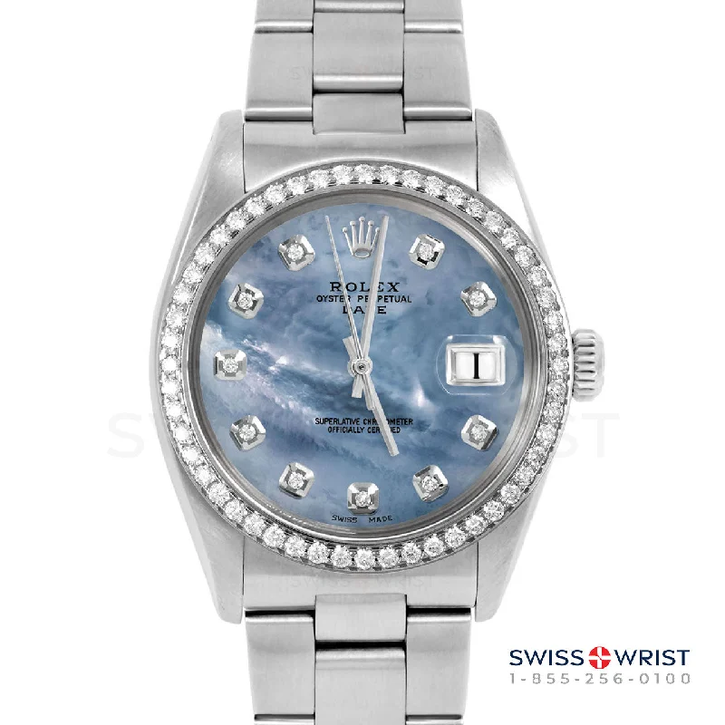 Rolex Date 34mm | 1500-SS-BLMOP-DIA-AM-BDS-OYS