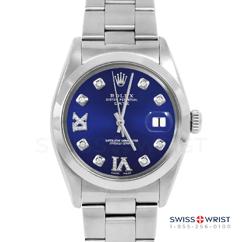 Rolex Date 34mm | 1500-SS-BLU-8DR69-SMT-OYS