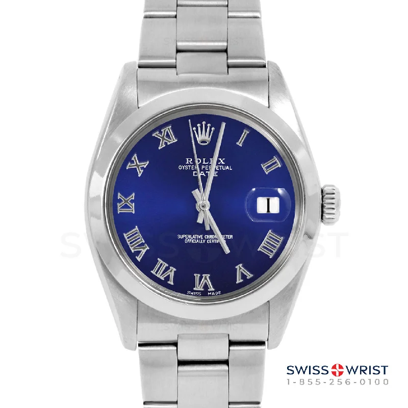 Rolex Date 34mm | 1500-SS-BLU-ROM-SMT-OYS