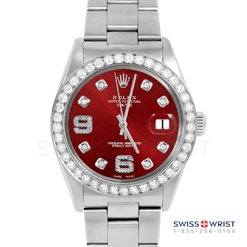 Rolex Date 34mm | 1500-SS-RED-8DA69-2CT-OYS