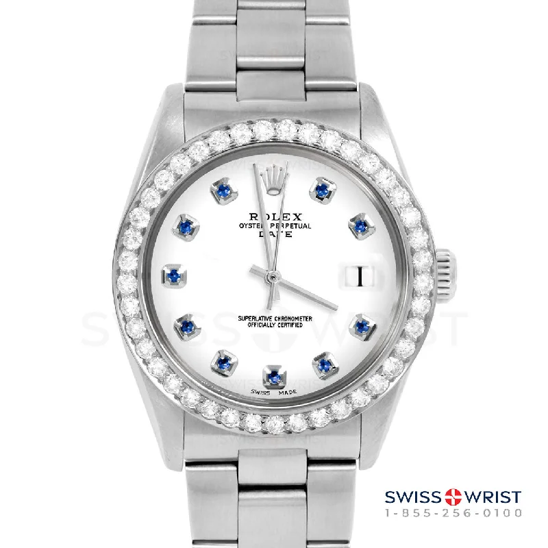 Rolex Date 34mm | 1500-SS-WHT-SPH-AM-2CT-OYS