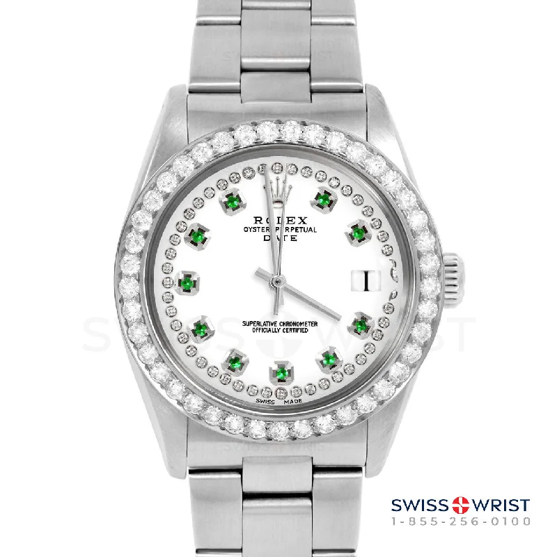 Rolex Date 34mm | 1500-SS-WHT-STRE-2CT-OYS