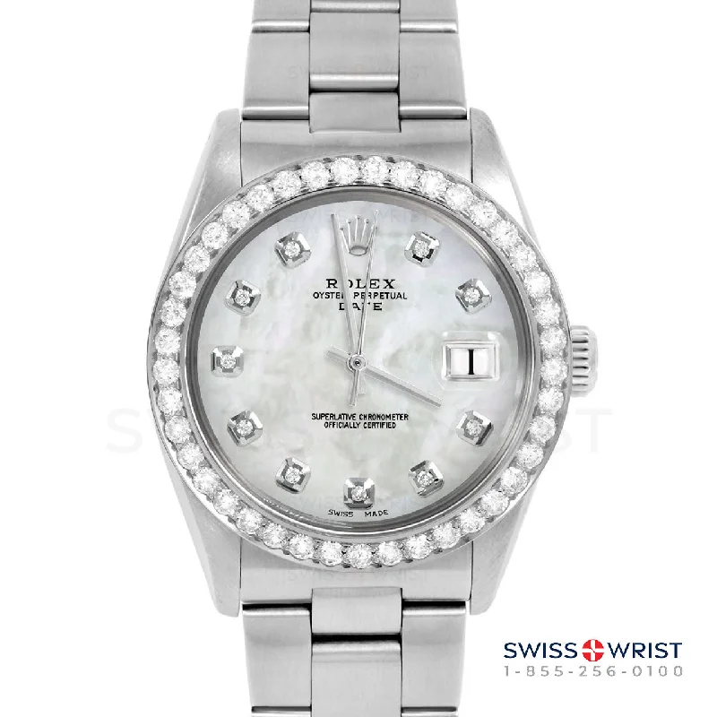 Rolex Date 34mm | 1500-SS-WMOP-DIA-AM-2CT-OYS