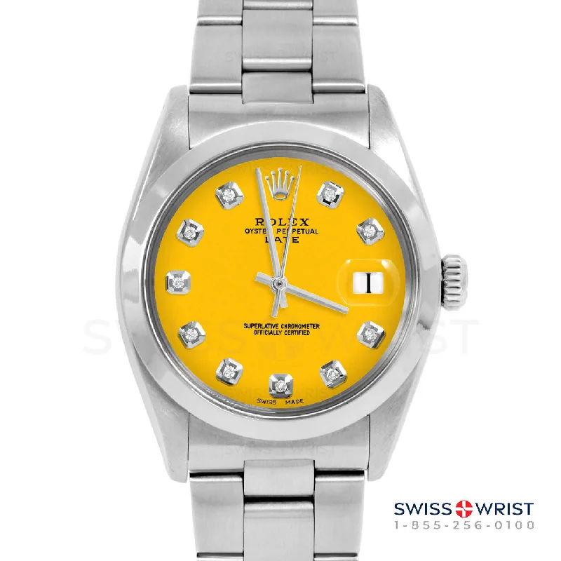 Rolex Date 34mm | 1500-SS-YLW-DIA-AM-SMT-OYS