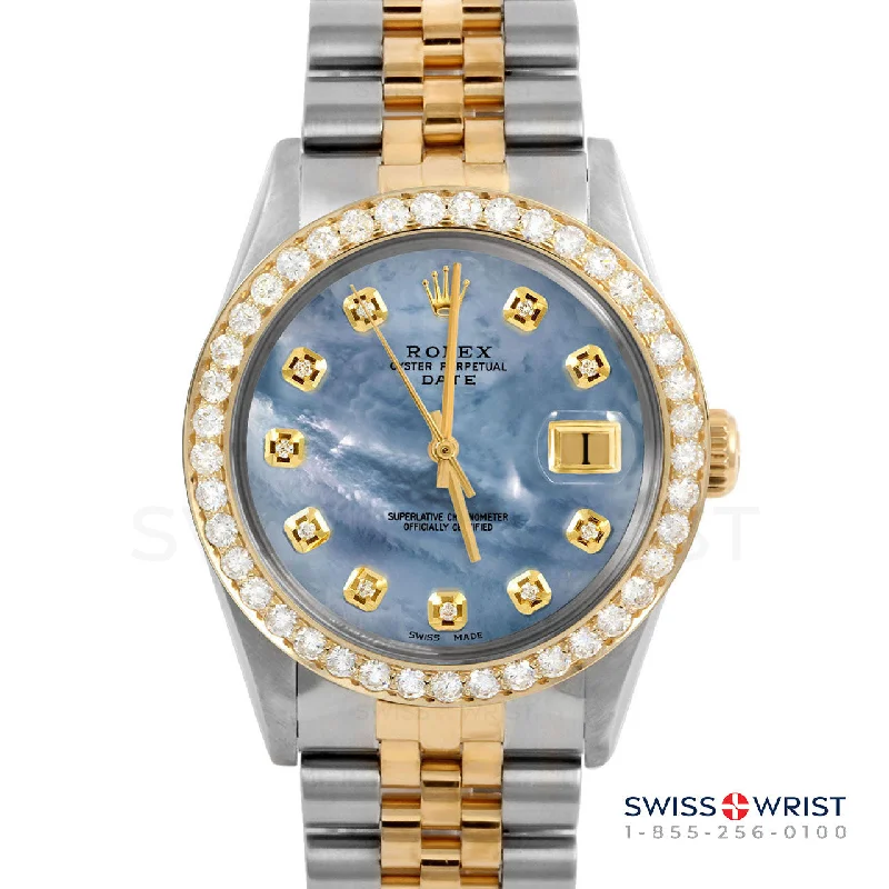 Rolex Date 34mm | 1500-TT-BLMOP-DIA-AM-2CT-JBL