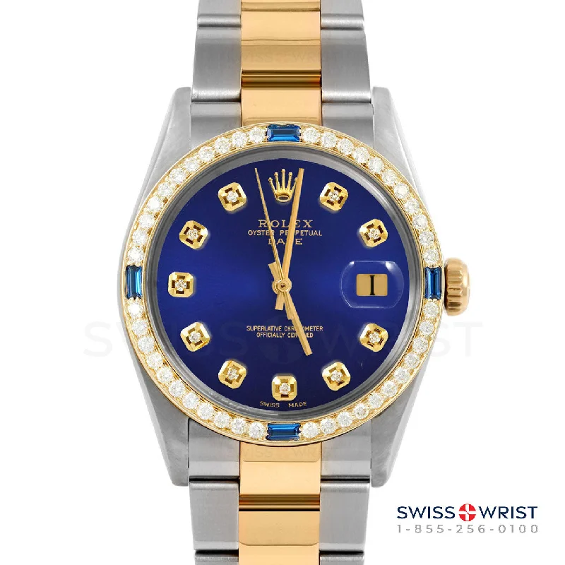 Rolex Date 34mm | 1500-TT-BLU-DIA-AM-4SPH-OYS