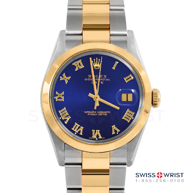 Rolex Date 34mm | 1500-TT-BLU-ROM-SMT-OYS