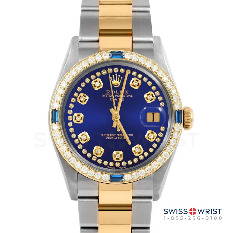 Rolex Date 34mm | 1500-TT-BLU-STRD-4SPH-OYS