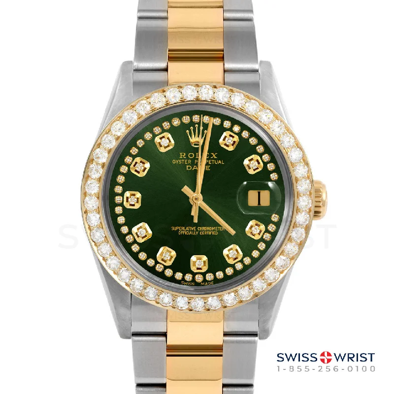 Rolex Date 34mm | 1500-TT-GRN-STRD-2CT-OYS