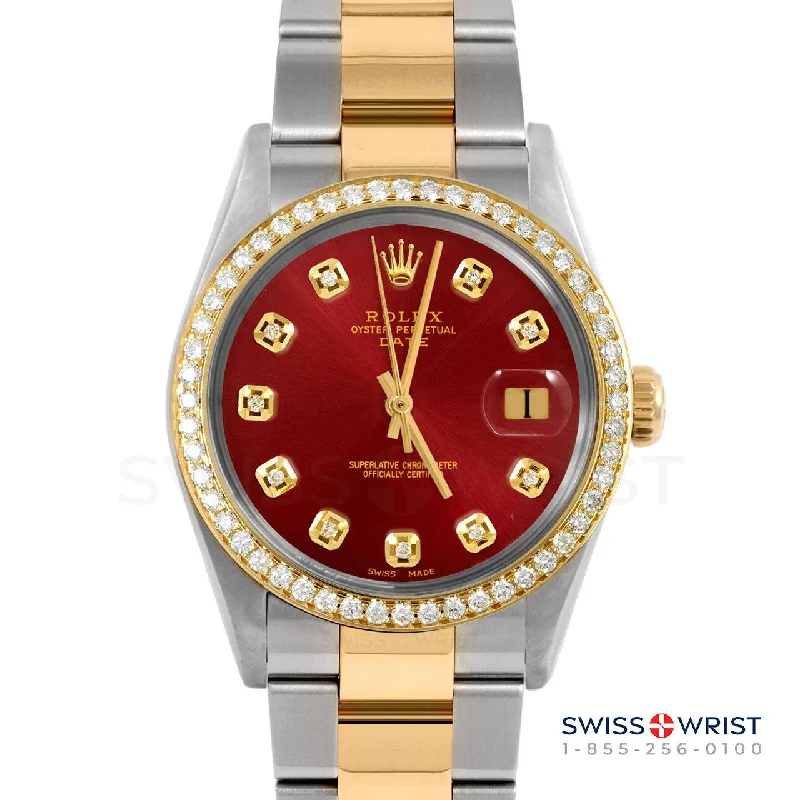 Rolex Date 34mm | 1500-TT-RED-DIA-AM-BDS-OYS