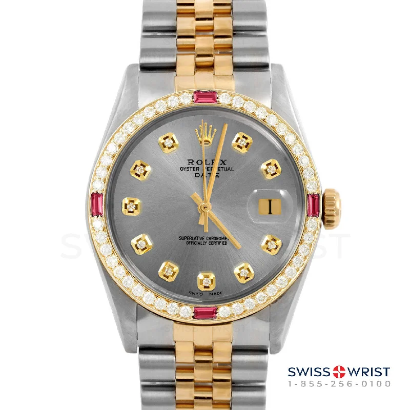 Rolex Date 34mm | 1500-TT-SLT-DIA-AM-4RBY-JBL