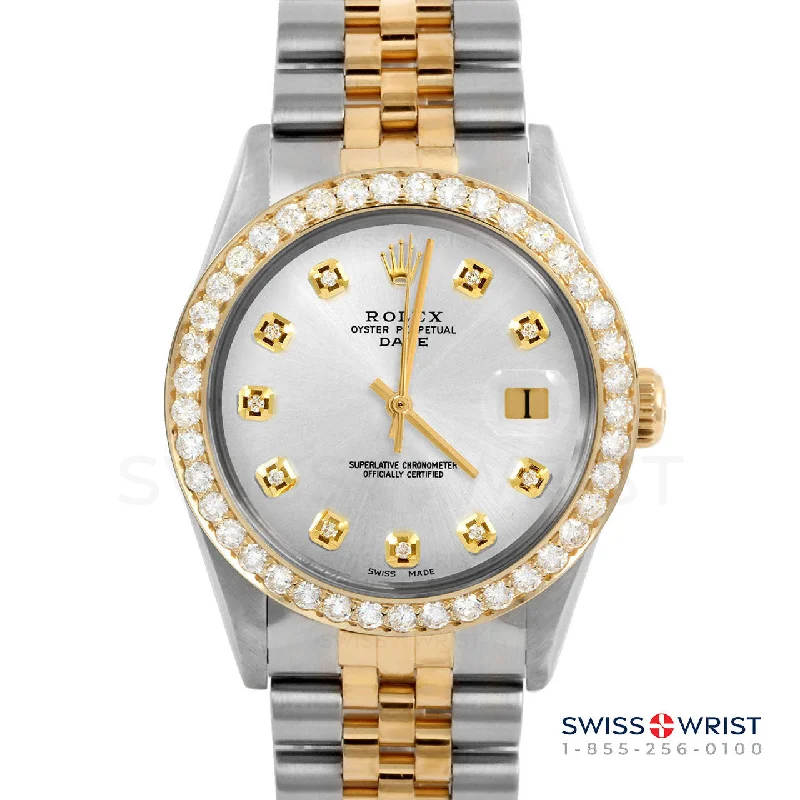 Rolex Date 34mm | 1500-TT-SLV-DIA-AM-2CT-JBL