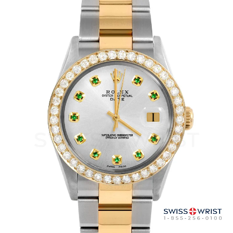 Rolex Date 34mm | 1500-TT-SLV-EMD-AM-2CT-OYS