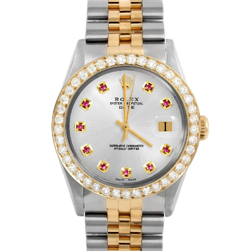 Rolex Date 34mm | 1500-TT-SLV-RBY-AM-2CT-JBL