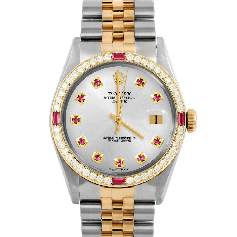 Rolex Date 34mm | 1500-TT-SLV-RBY-AM-4RBY-JBL