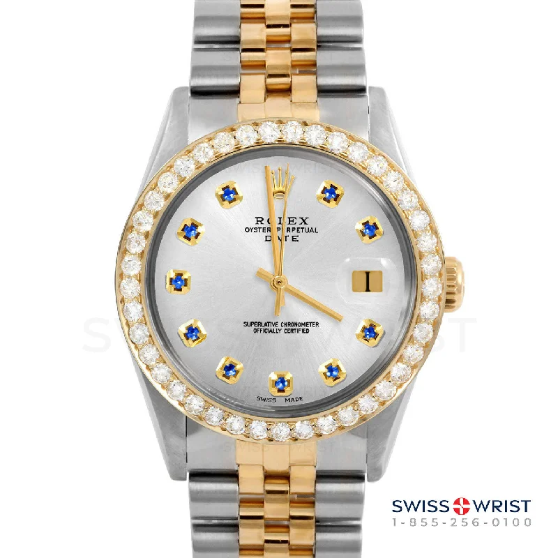 Rolex Date 34mm | 1500-TT-SLV-SPH-AM-2CT-JBL