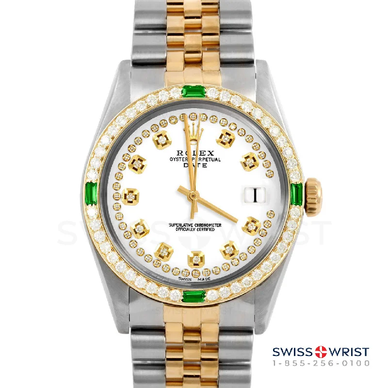 Rolex Date 34mm | 1500-TT-WHT-STRD-4EMD-JBL