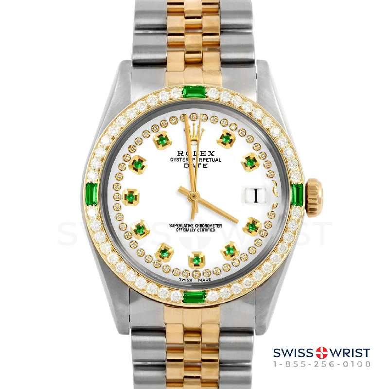 Rolex Date 34mm | 1500-TT-WHT-STRE-4EMD-JBL