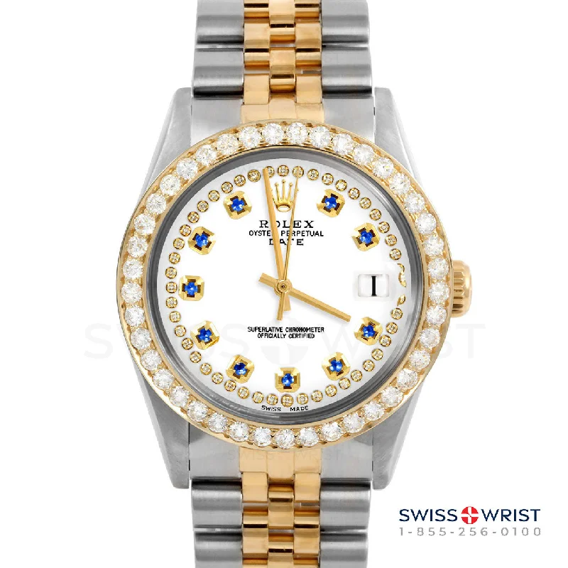 Rolex Date 34mm | 1500-TT-WHT-STRS-2CT-JBL