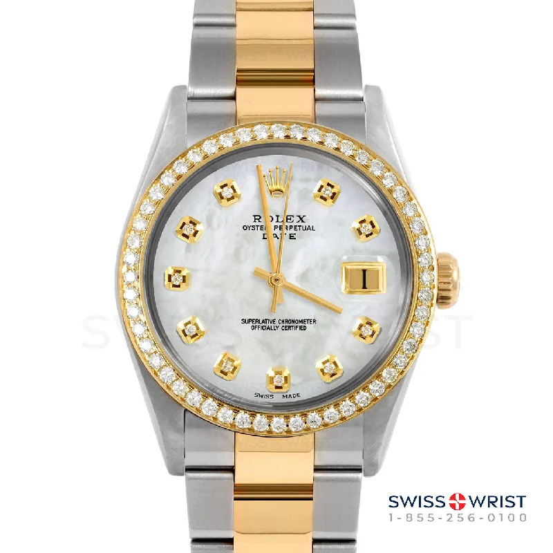 Rolex Date 34mm | 1500-TT-WMOP-DIA-AM-BDS-OYS