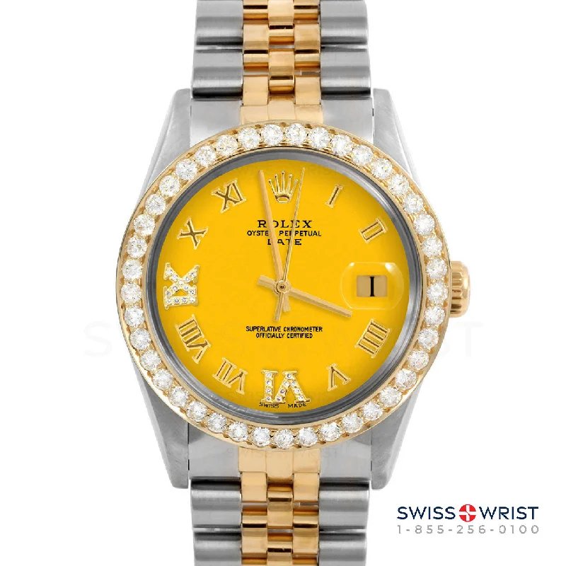 Rolex Date 34mm | 1500-TT-YLW-RDR69-2CT-JBL