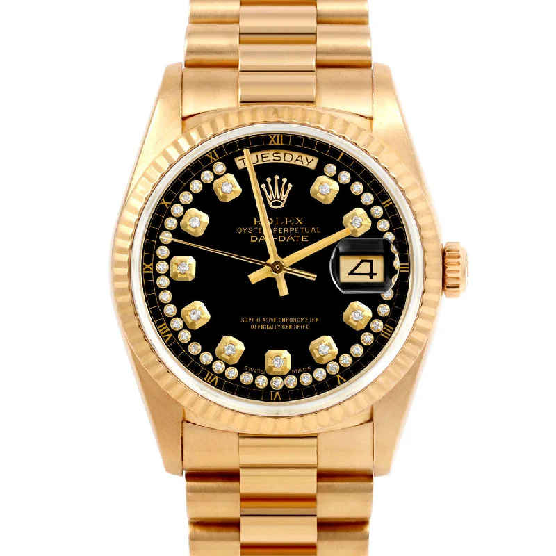 Rolex Day-Date 36mm | 18038-BLK-STRD-FLT-PRS