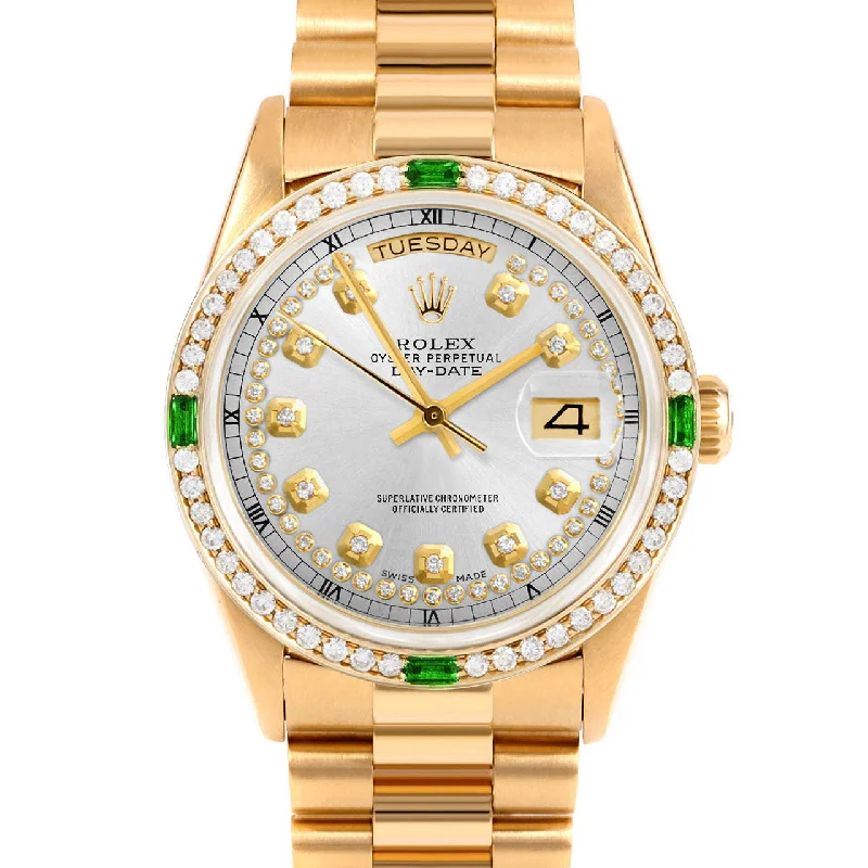 Rolex Day-Date 36mm | 18238-SLV-STRD-4EMD-PRS